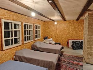 a room with two beds and two windows at Nature Reserve Hideaway in Nohipalu