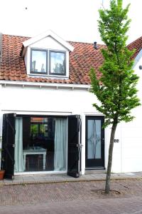 a small tree in front of a white house at Zuidzuidwest in Zierikzee