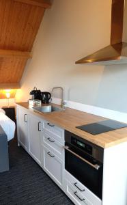 a kitchen with a sink and a counter top at Zuidzuidwest in Zierikzee