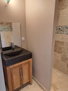 a bathroom with a sink and a shower at Maquis in Mialet