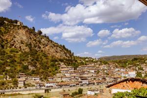 a view of a town on a hill at Anhel Hotel in Berat