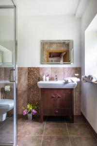 a bathroom with a sink and a mirror at ZielonoMi-Zielonowo in Zieleniak +39 photos