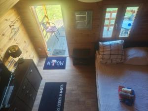 an overhead view of a room in a tiny house at Domki letniskowe 30m2 in Nowe Warpno