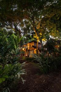 a house in the middle of a forest at night at Villa Bakari in Arraial d'Ajuda