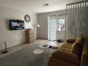 a living room with a couch and a table at Silver Spa Apartment in Bačka Palanka