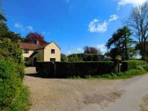 a house with a hedge in front of a driveway at Beechwood Cottage in Filby