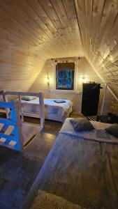 a small room with two beds and a window at Wysockie Zacisze in Osowa +72 photos