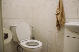 a bathroom with a toilet and a sink at Skyview Hostel in Tallinn +9 photos