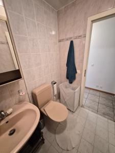 a bathroom with a toilet and a sink at Torgon in Torgon +12 photos