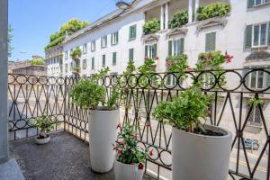 a group of potted plants sitting on a balcony at B and G San Babila- Luxury in the heart of Milano - Design district in Milan