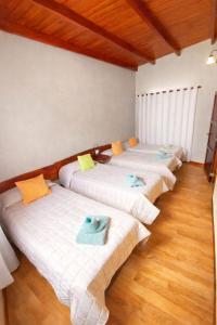 a row of beds sitting in a room at Apart Hotel Rústicos Valentina in Dolores