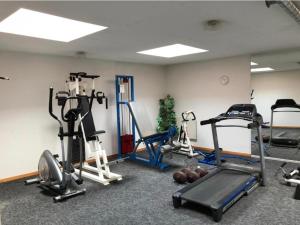 a gym with several treadmills and exercise machines at Torgon in Torgon