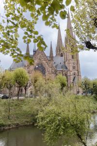 an old church with towers and a river in front at Le Petit Brooklyn, 2 chambres 2 sdb, cœur de Strasbourg in Strasbourg