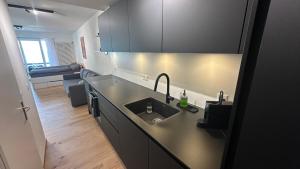 a kitchen with a sink and a counter top at Bella-Lugano in Aldesago
