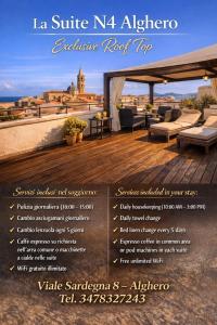 a flyer for a boutique roof top restaurant at La suite N4-elegant suite near lido beach in Alghero