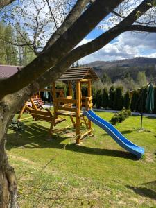 a playground with a slide in a tree at Czeleniówka in Solina