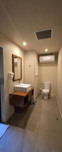 a bathroom with a sink and a toilet at Cosy Holidays in Trou aux Biches