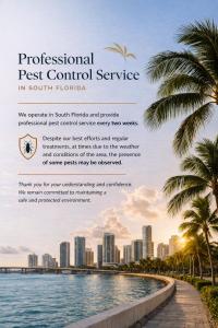 a flyer for the professional pest control service in south honolulu at Studio in Hallandale 2270 in Hallandale Beach