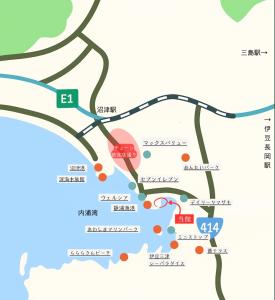 a map of the location of a restaurant at 一棟貸し宿 maicca2 in Numazu