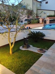a small tree in a yard next to a building at Lorber house Štinjan - Studio in Pula