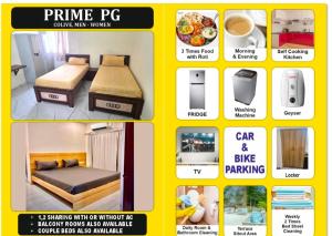a collage of pictures of different types of beds at Prime PG - Coliving Hostel in Hyderabad