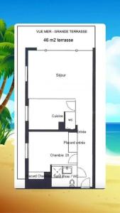 a floor plan of a house on the beach at Beach and Sea View in Roquebrune-Cap-Martin +14 photos