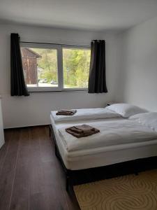 a bedroom with two beds and a window at Das Haus in Furth an der Triesting