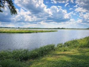 a large body of water with grass and clouds at Buffalo Tented Camps in Mahango