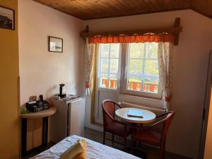 a small room with a table and a window at Pension Eliška in Harrachov