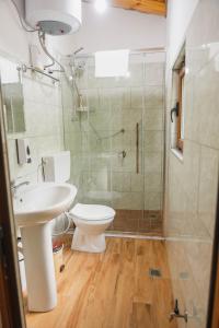 a bathroom with a toilet and a sink and a shower at Turi-Selcë in Selcë