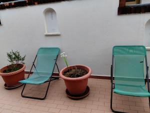 two chairs and a potted plant on a patio at Casa Jesus - suite home in Almese