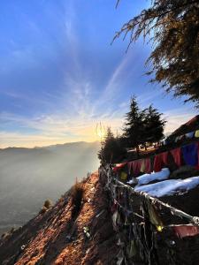 a clothes line on the side of a mountain at Devansh Homestay &Cafe in Kulu +11 photos