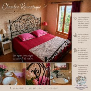 a collage of pictures of a bedroom with a bed at Les Sources chambres dhotes in Bargème