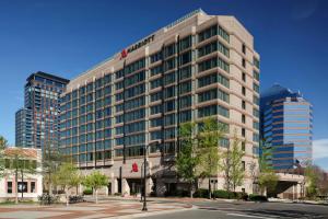 a large office building with two tall buildings at Durham Marriott City Center in Durham