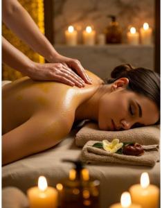 a woman getting a massage in a bath tub at The Temple I, Mindo in Mindo