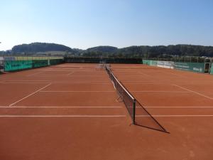 un grupo de pistas de tenis en una pista de tenis en Hotel Wirt im Feld, en Steyr