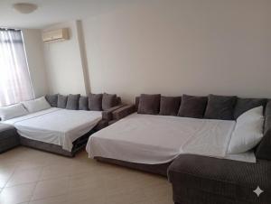 a living room with a couch and a bed at Midia Resort Aheloy in Aheloy +21 photos