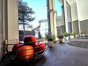 a basket of apples sitting on the floor of a building at NOCLEGI POD STODOŁĄ in Krakow