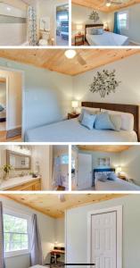 a bedroom with a large bed and a room with a window at Sunrise Cottage in Blue Ridge