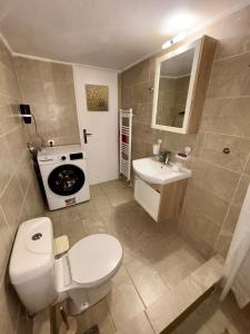 a small bathroom with a toilet and a sink at Alimos Signature in Athens +26 photos