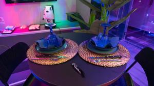 a table with two hats on top of it at Napoli in relax in Naples