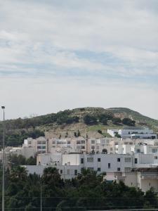 a group of white buildings with a hill in the background at Riad Andalous in Ariana