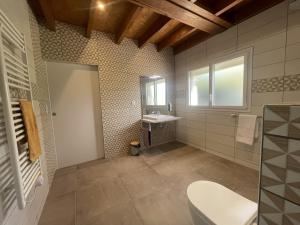 a bathroom with a sink and a toilet in it at L'Atelier de Gabs in Aramits +20 photos