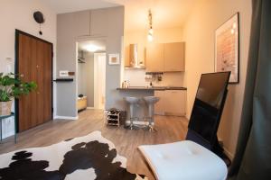a kitchen and living room with a couch and a table at Vlt 901 in Brescia