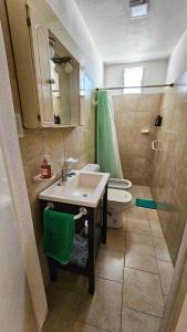 a bathroom with a sink and a toilet and a shower at Hospedaje SUEÑO URBANO in Córdoba