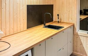 a kitchen with a sink on a wooden counter at Gorgeous Home In Ulfborg With Wifi in Ulfborg