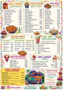 a menu of the food court at Kasol Shalom Camps & Cafe in Kasol +26 photos