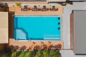 an overhead view of a swimming pool with chairs at Classic Grande,a Member of Radisson in Imphal