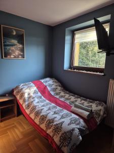a bedroom with a bed and a window at Endurance in Krośnica