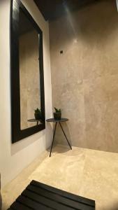 a room with a mirror and a table with two plants at D'Arte Suite in Tal-Liedna +3 photos